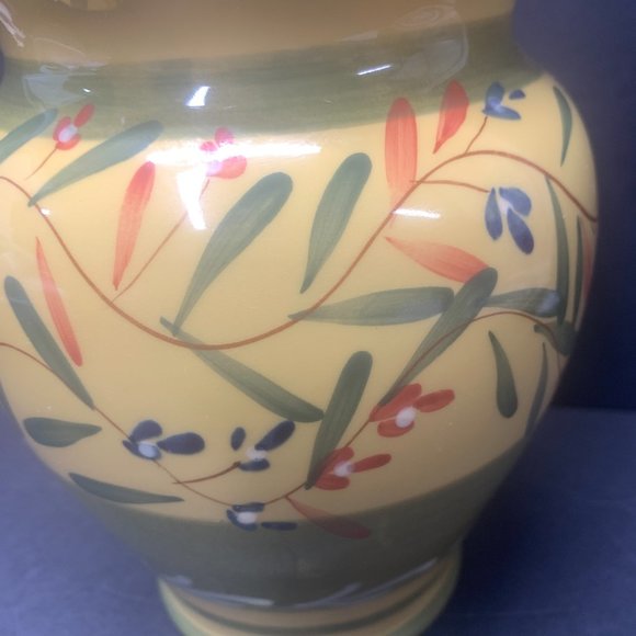 Vintage Hand Painted Ceramic Vase Yellow, Green, Red, Blue - Picture 2 of 8